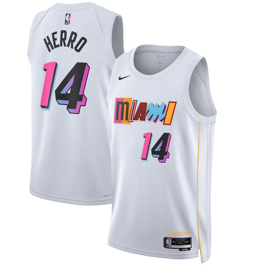 Men Miami Heat #14 Tyler Herro Nike White City Edition 2022-23 Swingman NBA Jersey